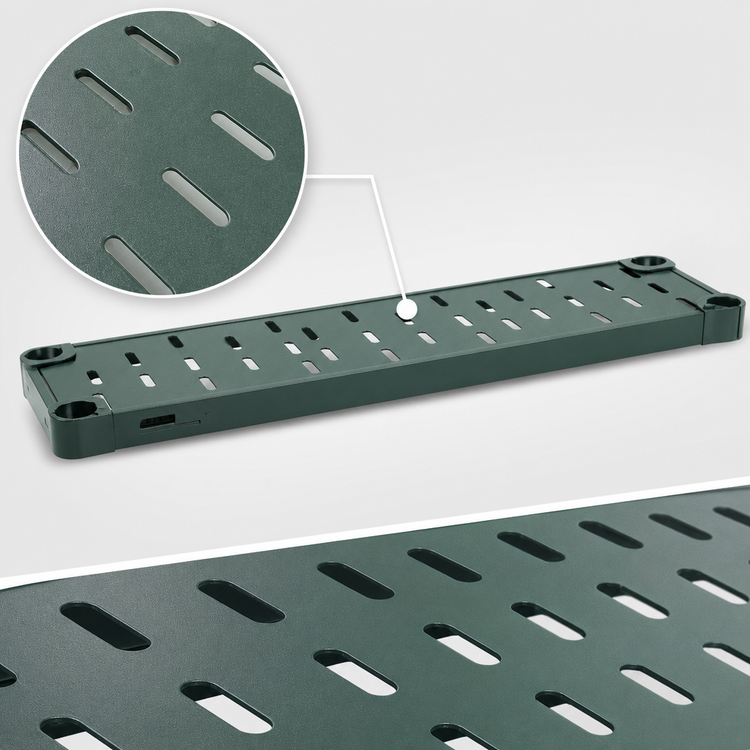 Product image #3 for Quik-Set Solid Shelf with Louvered Top, 60W x 18D, 14 Gauge Galvanized Steel, Green Epoxy Finish
