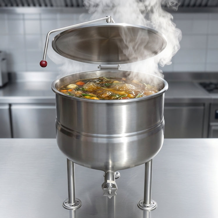 Product image #2 for Crown DL-80 80 Gallon Direct Steam Stationary Kettle with Tri-Leg Base