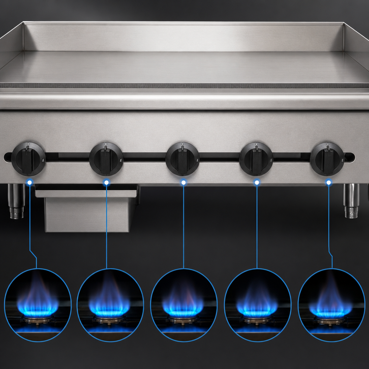 Product image #3 for Wells HDG-6030G 60-Inch 5-Burner Natural Gas Countertop Griddle with Manual Controls