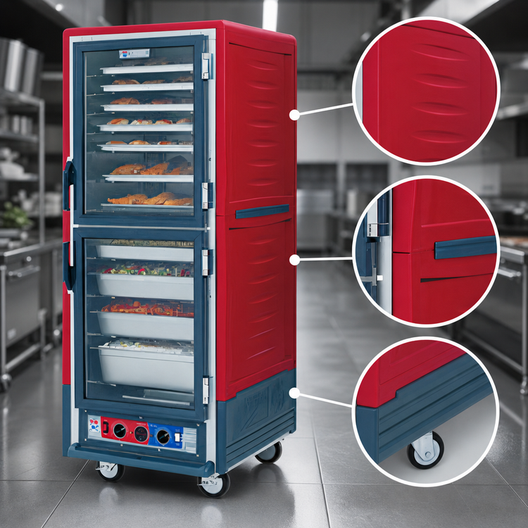 Product image #3 for Metro C5 3 Series Red Insulation Armour Full-Height Heated Holding Cabinet, Lower Wattage, Dutch Clear Doors