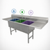 Thumbnail image #3 for Advance Tabco Special Value Series 96-Inch 3-Compartment Fabricated Sink with Left and Right Drainboards