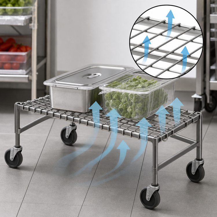 Product image #3 for Mobile Chrome Wire Dunnage Rack, 36 x 24 x 14 Inches, 800 lb Capacity