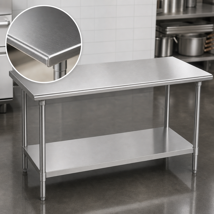 Product image #3 for Advance Tabco 84-Inch x 24-Inch Flat Top Stainless Steel Work Table with Adjustable Undershelf