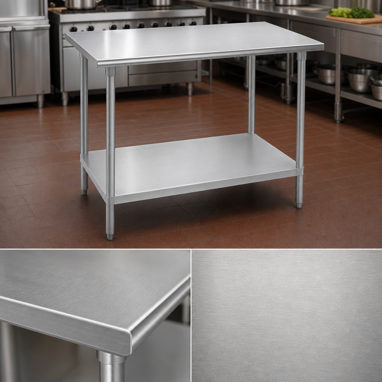 Product image #3 for Advance Tabco 60" x 36" 14-Gauge 304 Stainless Steel Flat Top Work Table with Adjustable Undershelf