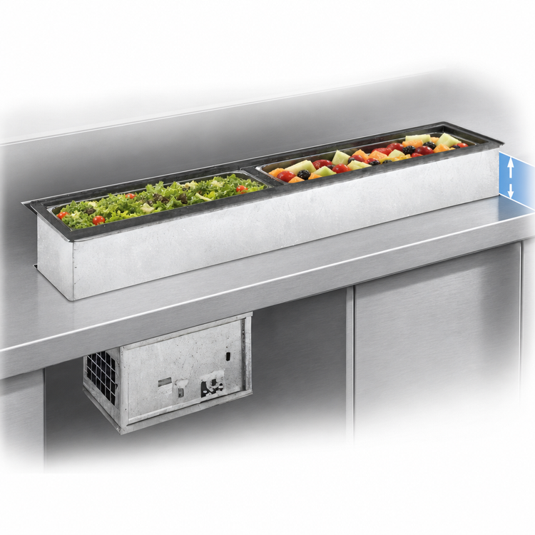 Product image #3 for Atlas Metal RML-2 Slim-Line 2-Pan Refrigerated Self-Contained Cold Food Drop-In Unit