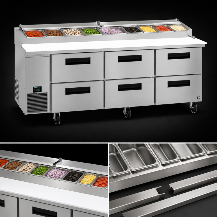 Product image #3 for Hoshizaki Steelheart 93-Inch Pizza Prep Table with 6 Drawers