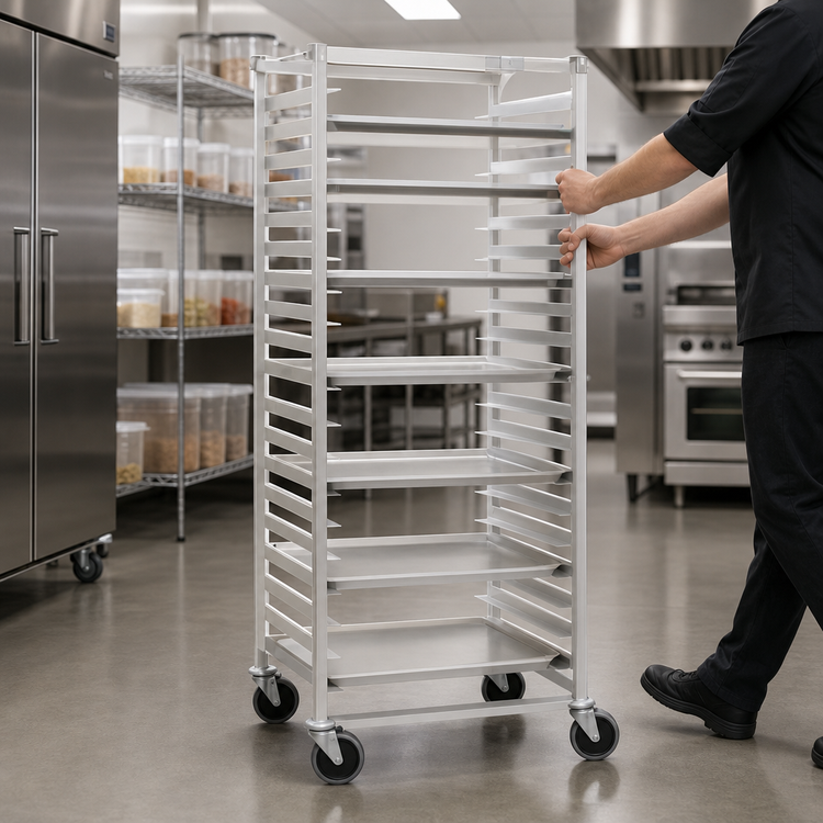 Product image #3 for Panco Mobile Full-Height Open-Side Utility Rack for 18 x 26 Trays, 24-Pan Capacity