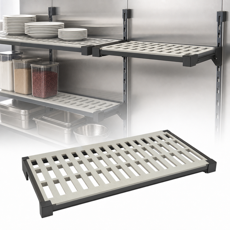 Product image #3 for Cambro Camshelving Elevation Series Wall Shelving Add-On Shelf Kit, 24 x 30 Inches, Vented, Brushed Graphite