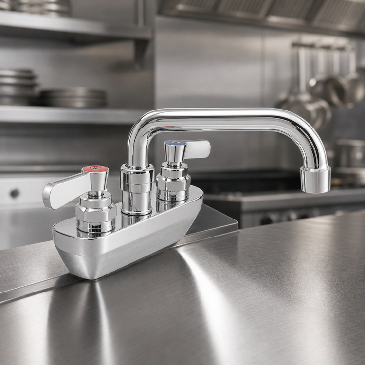 Product image #3 for OptiFlow Heavy Duty Lead-Free Splash-Mount Faucet with 8-Inch Swing Spout, 4-Inch Centers