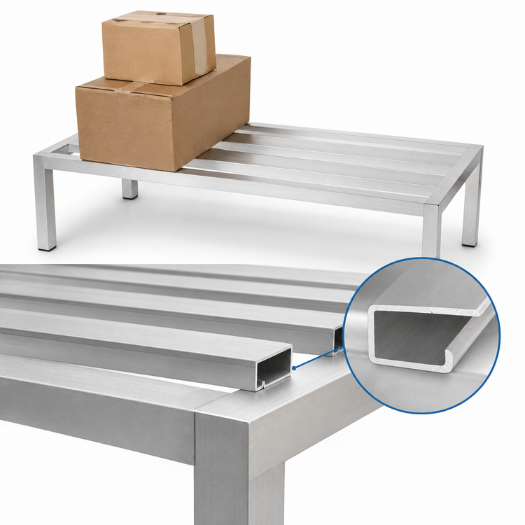 Product image #3 for Channel Manufacturing Heavy-Duty Aluminum E-Channel Dunnage Rack, 60" W x 24" D x 12" H