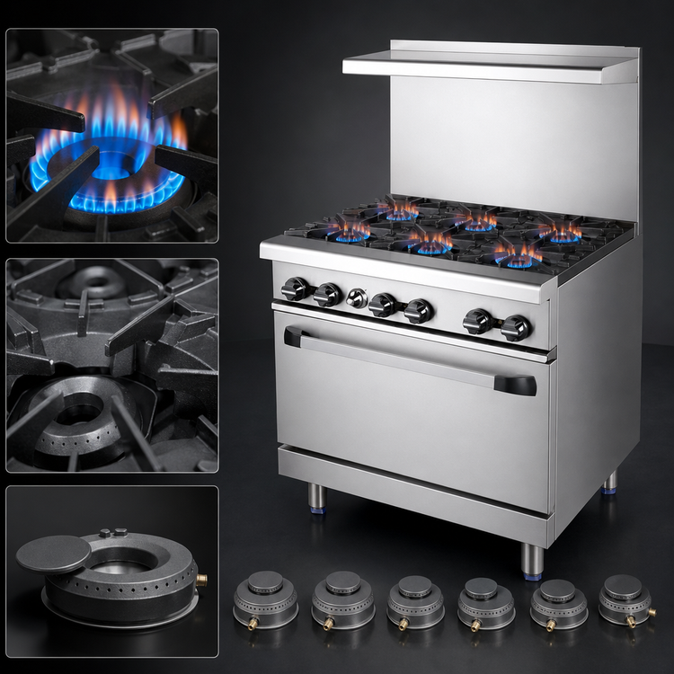 Product image #3 for Turbo Air Radiance 36-Inch Gas Restaurant Range with 6 Open Burners and Standard Oven