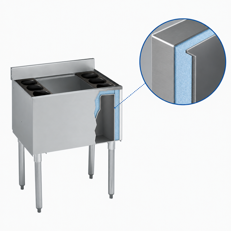 Product image #3 for Krowne Silver Series 36-Inch Insulated Underbar Ice Bin with 7-Circuit Cold Plate and Full Sliding Cover
