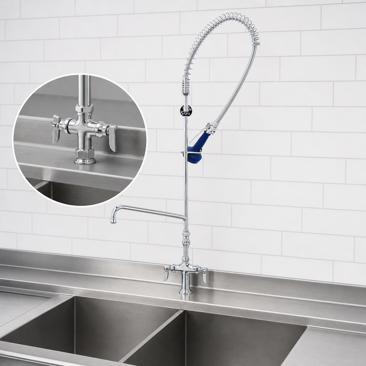 Product image #3 for T&S Brass EasyInstall Single-Hole Deck-Mount Pre-Rinse Unit with 12-Inch Add-On Faucet and 0.65 GPM Spray Valve - B-0113-A12-08C