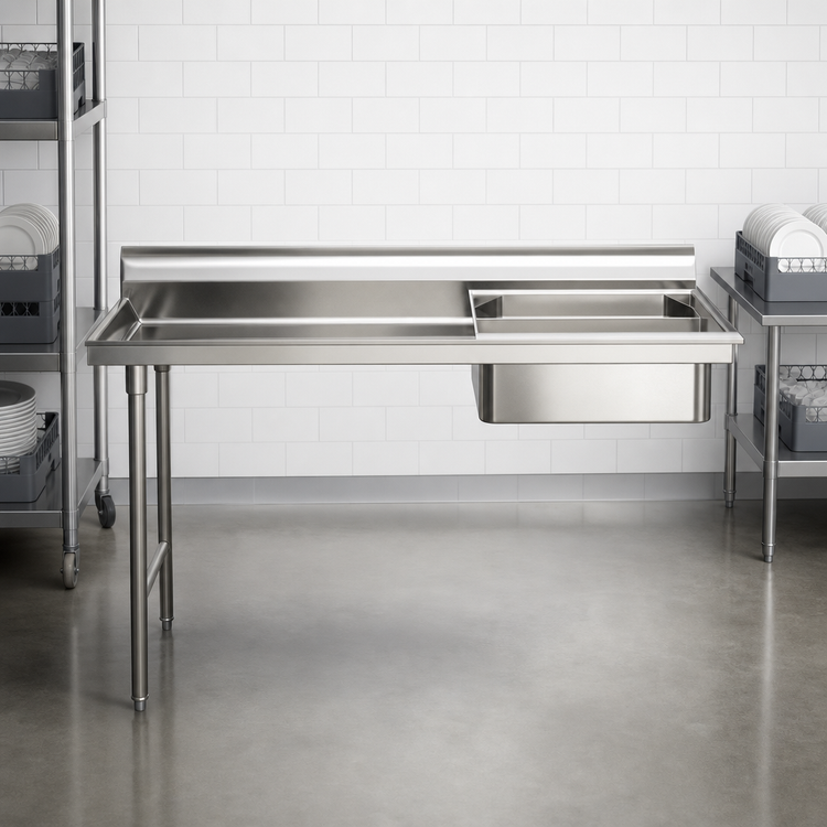 Product image #3 for Eagle Group Straight Soiled Dishtable with 20" x 20" x 5" Pre-Rinse Sink, 120"W x 30"D, Left-to-Right Operation