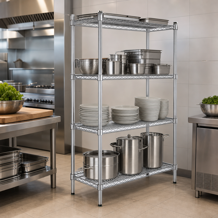 Product image #3 for Heavy Duty 4-Tier Chrome Wire Shelving Unit, 14 x 24 x 74 Inches, 800 lb Capacity