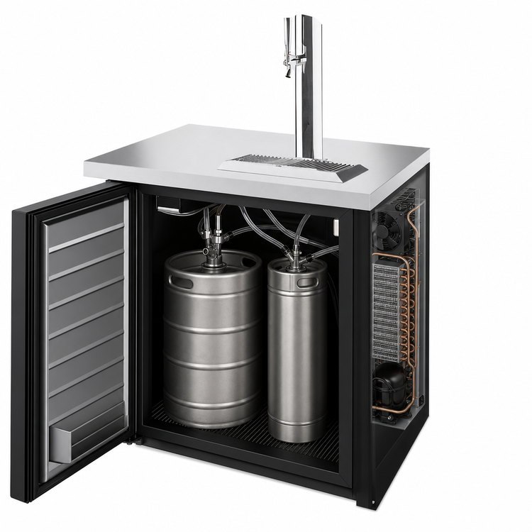 Product image #3 for True 32-Inch One-Section Refrigerated Draft Bar Cooler with Single-Faucet Beer Column