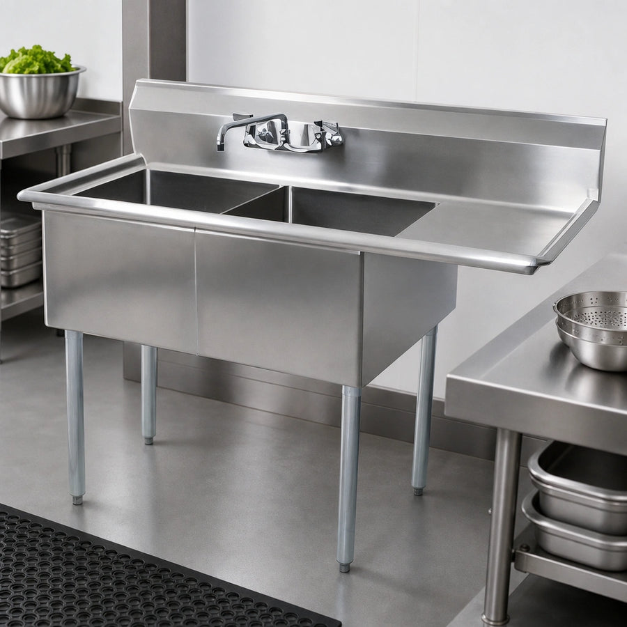 Two Compartment Sink with Right Drainboard