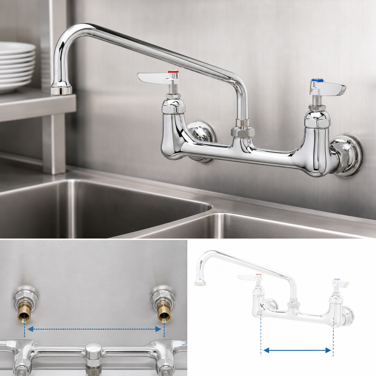 Product image #3 for T&S Brass B-2342 Wall Mount Mixing Faucet with 10-Inch Swing Nozzle, 8-Inch Centers