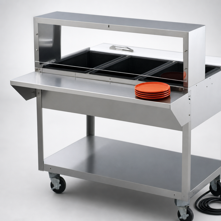 Product image #3 for ServeWell Customer Side Plate Rest, 46-Inch x 8-Inch x 1-Inch, 300 Series Stainless Steel