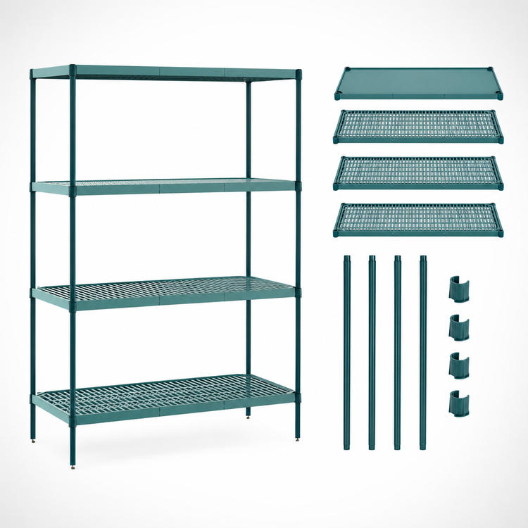 Product image #3 for Metro Super Erecta Pro Green 4-Shelf Polymer Shelving Starter Unit, 24 x 42 x 74 Inches, Stationary