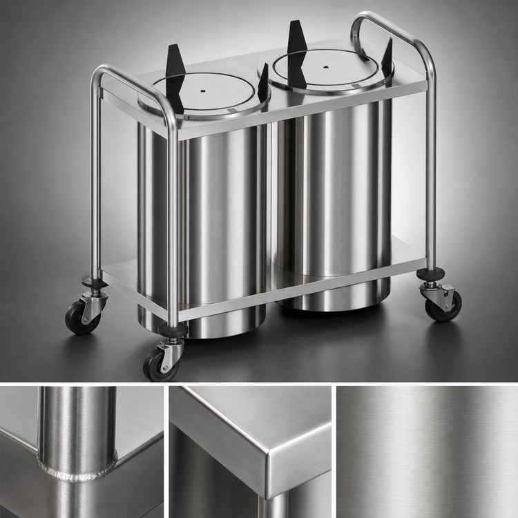 Product image #3 for Atlas Metal MOPD3H-12 3-Stack Mobile Heated Plate Dispenser for 12" Dishes