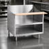 Thumbnail image #3 for La Rosa 120-Inch Wide Open Cabinet Equipment Stand with Stainless Steel Shelf and Richlite Cutting Board