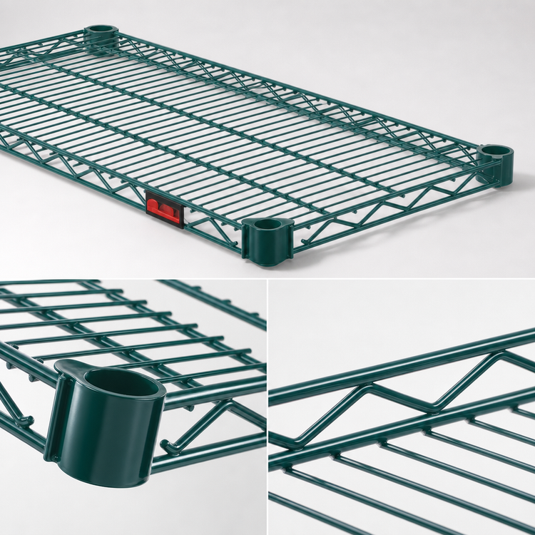 Product image #3 for Eagle Group Valu-Gard Quad-Adjust Wire Shelf, 60 x 24 Inches, 600 lb Capacity, Green Epoxy Finish