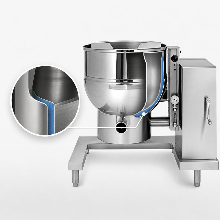 Product image #3 for Groen DEE/4-60C 60-Gallon Electric Tilting Steam Kettle with 2/3 Jacket and 316 Stainless Steel Liner