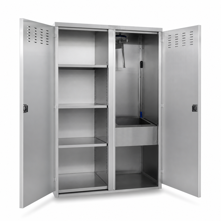 Product image #4 for John Boos 48-Inch Right-Hand Stainless Steel Janitor Cabinet with Mop Sink and Storage