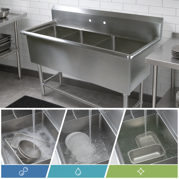 Product image #3 for John Boos Pro-Bowl 3-Compartment Freestanding Stainless Steel Sink