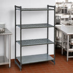 Thumbnail image #3 for Cambro Camshelving® Basics Plus CBU183684VS4580 4-Tier Polymer Shelving Starter Unit, 18"D x 36"W x 84"H, 3 Vented/1 Solid Shelves