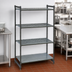 Thumbnail image #3 for Cambro Camshelving Basics Plus 4-Tier Stationary Starter Unit, 18-inch Deep x 36-inch Wide x 84-inch High, Vented and Solid Polypropylene Shelves, Brushed Graphite