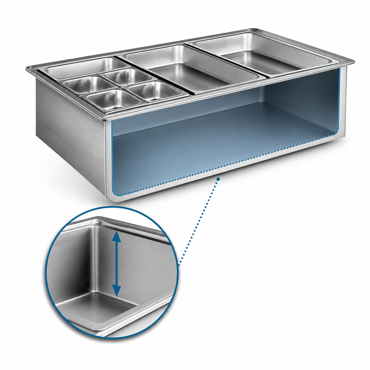 Product image #3 for Atlas Metal WICD-2 Deep 2-Pan Drop-In Ice Cold Well