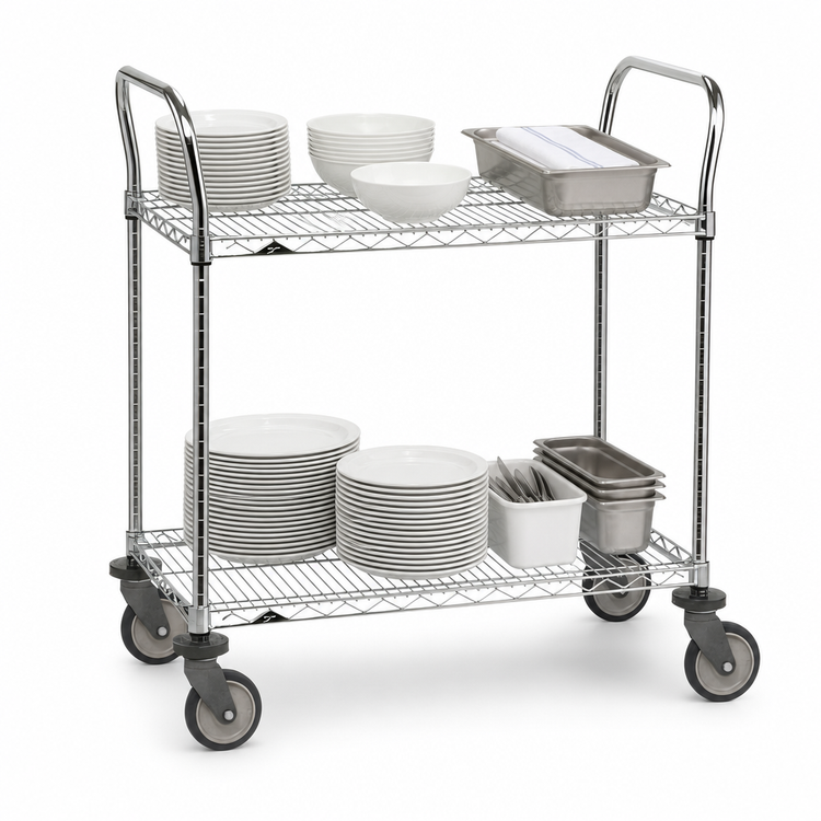 Product image #3 for Metro Super Erecta 2-Shelf Heavy Duty Utility Bus Cart, 36 x 24 x 39 Inches