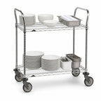 Thumbnail image #3 for Metro Super Erecta 2SPN53PS 2-Shelf Stainless Utility Bus Cart with Wire Shelves, 5-Inch Casters, 36 x 24 x 39 Inches
