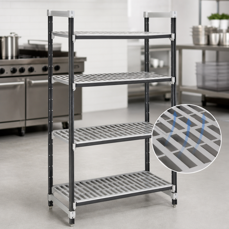 Product image #3 for Cambro Camshelving Elements XTRA 4-Tier Vented Stationary Starter Unit, 21 x 24 x 64 Inches