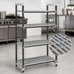 Thumbnail image #3 for Cambro Camshelving® Elements EXU212464V4480 4-Tier Vented Stationary Composite Shelving Unit, Speckled Gray, 21 x 24 x 64 Inches