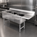 Thumbnail image #3 for 18-Gauge 304 Stainless Steel Three-Compartment Sink with 10-Inch Right Drainboard