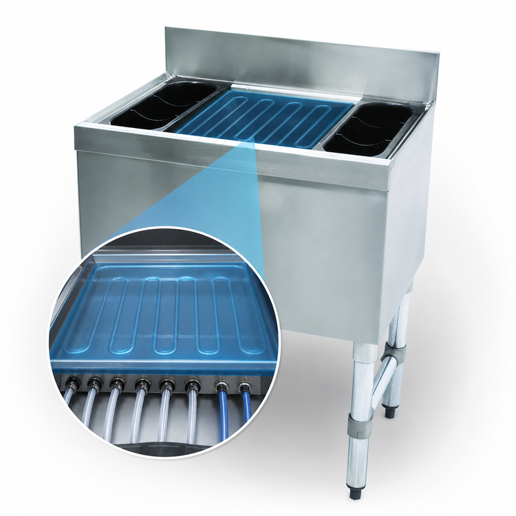 Product image #3 for Advance Tabco Special Value 30-Inch Stainless Steel Cocktail Unit with 12-Inch Deep Ice Bin and 7-Circuit Cold Plate