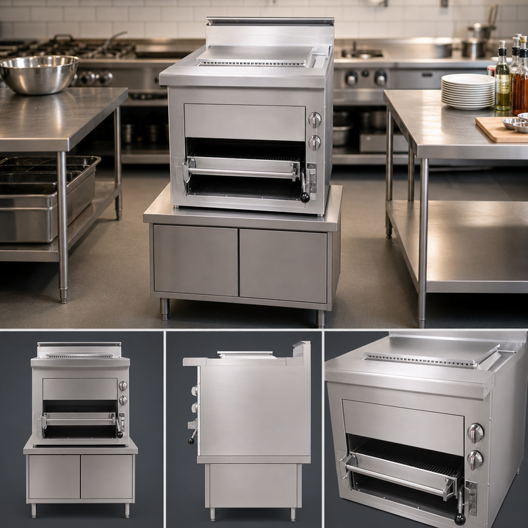 Product image #3 for Titan Heavy-Duty 36-Inch Single-Deck Upright Radiant Plancha Gas Broiler with Cabinet Base