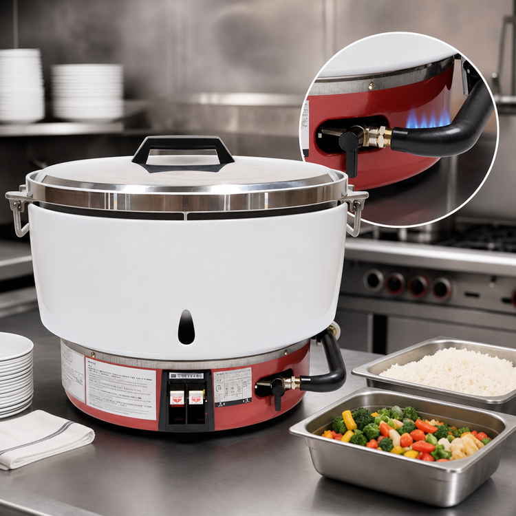 Product image #3 for RiceMaster Countertop Natural Gas Commercial Rice Cooker, 55 Cup Uncooked Capacity