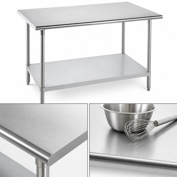 Product image #3 for Advance Tabco 60" x 24" Flat Top Stainless Steel Work Table with Galvanized Undershelf