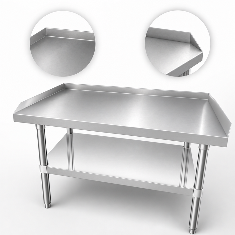 Product image #4 for Mixrite Stainless Steel Equipment Stand with Rear and Side Upturn, Adjustable Undershelf, 36-1/4 Inch x 30 Inch