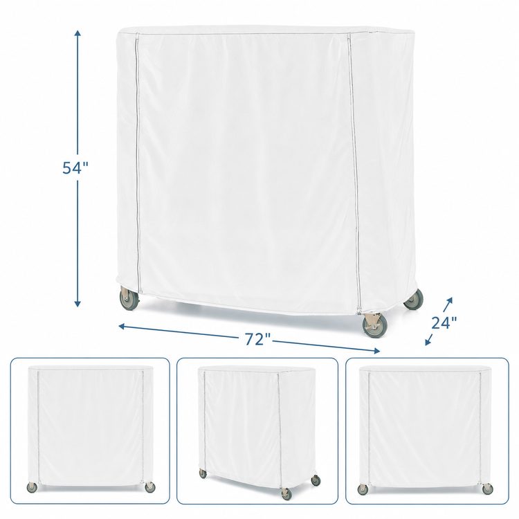 Product image #3 for Metro Queen Mary & Banquet Cart Cover, 72 x 24 x 54 Inch, White Uncoated Knitted Polyester