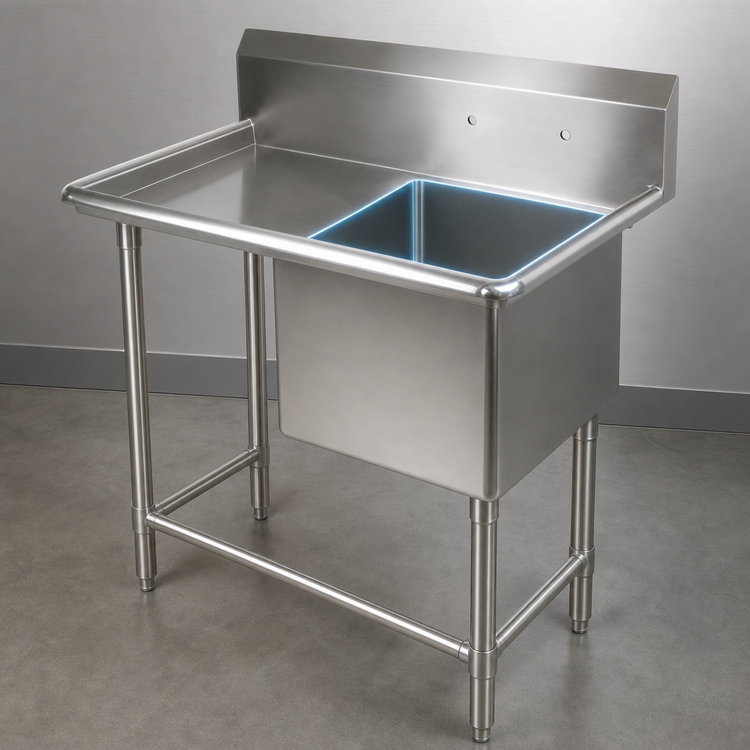 Product image #3 for John Boos Pro-Bowl 1-Compartment Stainless Steel Sink with Left Drainboard and 10-Inch Backsplash