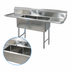 Thumbnail image #3 for BK Resources Two-Compartment Stainless Steel Drainboard Sink with 10-Inch Backsplash