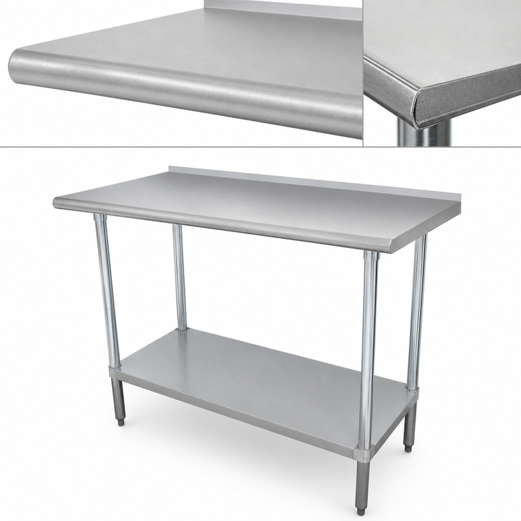 Product image #3 for Advance Tabco Special Value 30-Inch x 24-Inch 16-Gauge 304 Stainless Steel Work Table with 1-1/2-Inch Rear Splash and Adjustable Undershelf