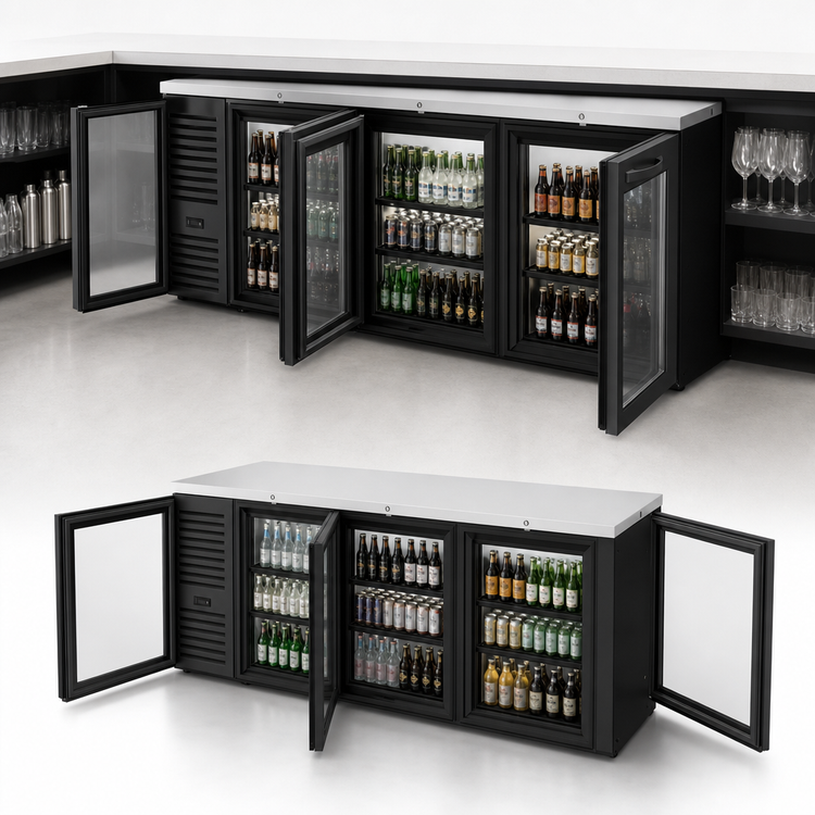 Product image #4 for True Premier Bar Pass-Thru Three-Section Back Bar Cooler, 84 Inch Wide, 6 Glass Doors