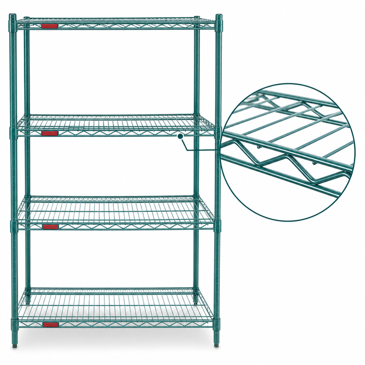 Product image #3 for Eagle Group Valu-Gard 4-Tier Wire Starter Shelving Unit, 36 x 18 x 74 Inches, Green Epoxy