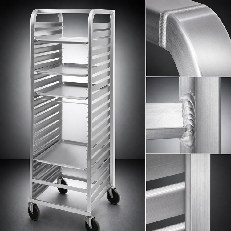 Product image #3 for Channel Manufacturing Standard Heavy-Duty Channel Slide End-Load Aluminum Bun Pan Rack, 36-Pan Capacity, 64-Inch High